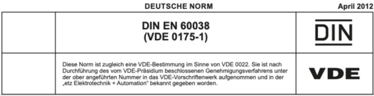 Deutsche Norme DIN EN 60038 April 2012